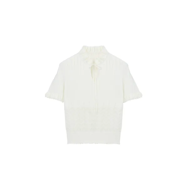Alexander McQueen Pointelle Knit Top - Knitwear - British Luxury Tailoring at Coveti