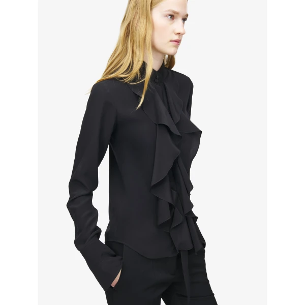 Alexander McQueen Ruffled Shirt in Black, view 5