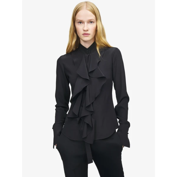 Alexander McQueen Ruffled Shirt in Black, view 6