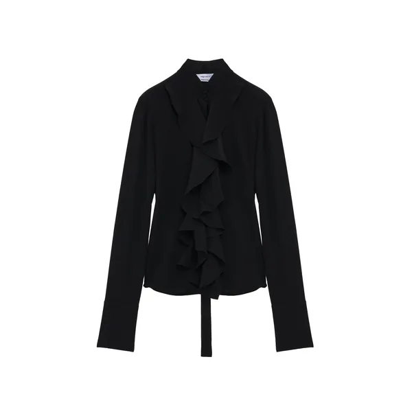 Alexander McQueen Ruffled Shirt in Black - Tops - British Luxury Tailoring at Coveti