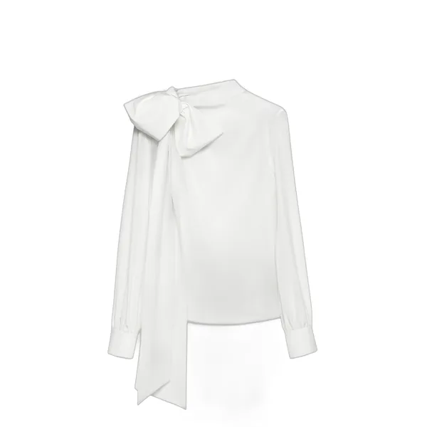 Alexander McQueen Shoulder Bow Blouse - Tops - British Luxury Tailoring at Coveti