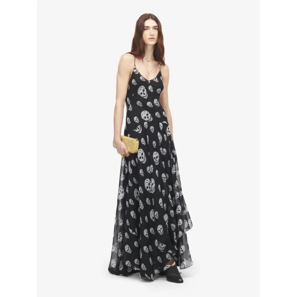 Alexander McQueen Silk Skull Print Evening Dress, view 2