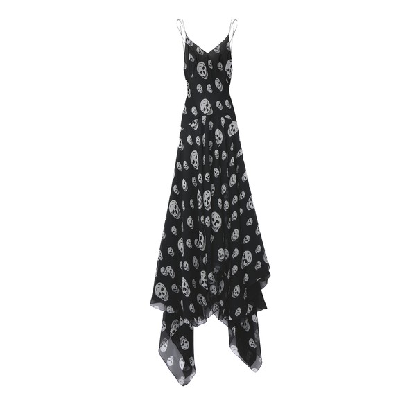 Alexander McQueen Silk Skull Print Evening Dress