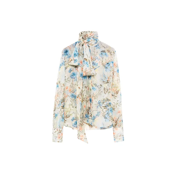 Alexander McQueen Wallpaper Floral Tie-Neck Shirt - Tops - British Luxury Tailoring at Coveti
