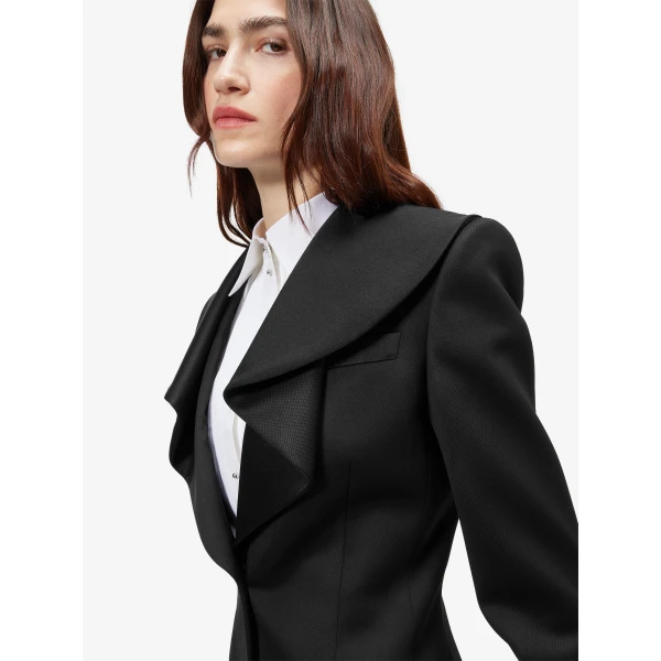 Alexander McQueen Waterfall Collar Single-breasted Jacket, view 5
