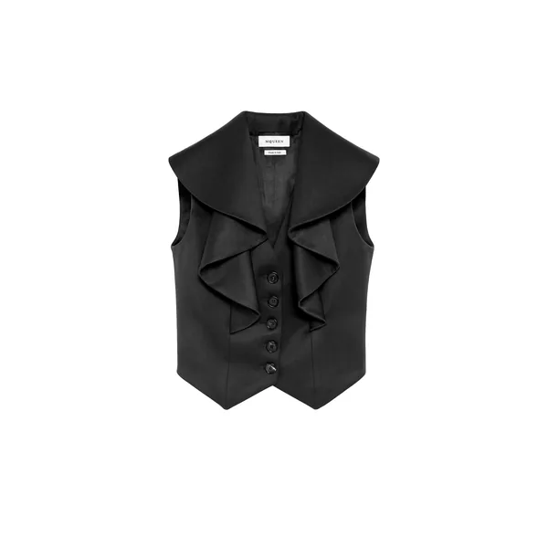 Alexander McQueen Waterfall Collar Tailored Waistcoat - Jackets - British Luxury Tailoring at Coveti