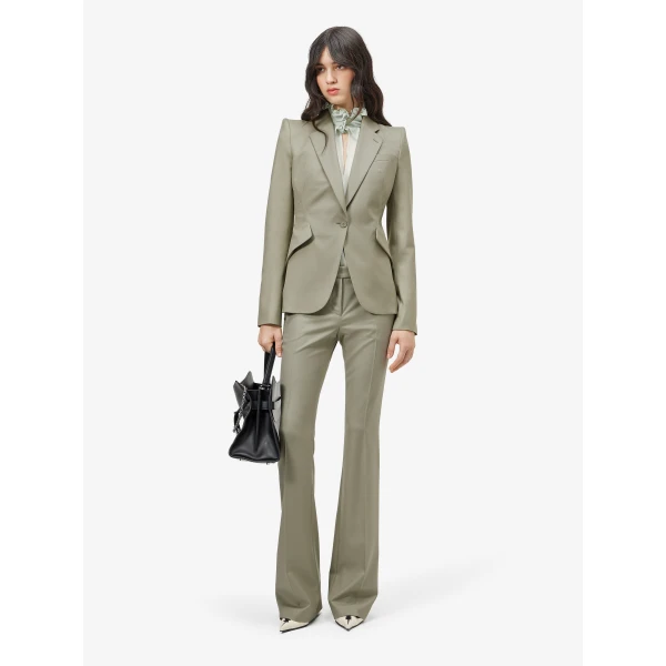 Alexander McQueen Wool Gabardine Single-breasted Jacket in Light Green - Jackets - British Luxury Tailoring at Coveti
