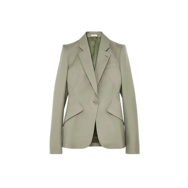 Alexander McQueen Wool Gabardine Single-breasted Jacket in Light Green - Jackets - British Luxury Tailoring at Coveti