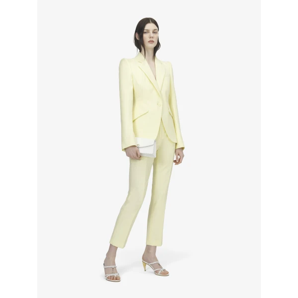 Alexander McQueen Wool Gabardine Single-breasted Jacket in Yellow - Jackets - British Luxury Tailoring at Coveti