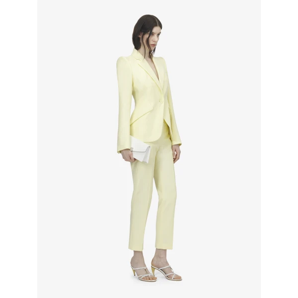 Alexander McQueen Wool Gabardine Single-breasted Jacket in Yellow - Jackets - British Luxury Tailoring at Coveti
