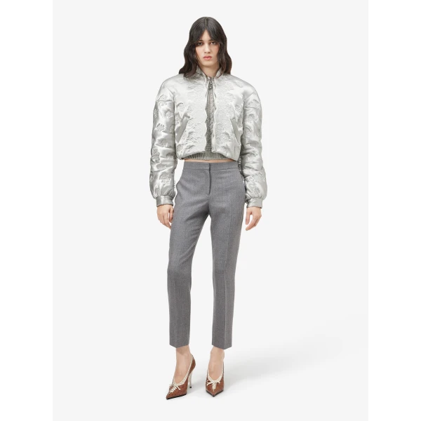 Alexander McQueen Wool Pinstripe Cigarette Trousers, view 2