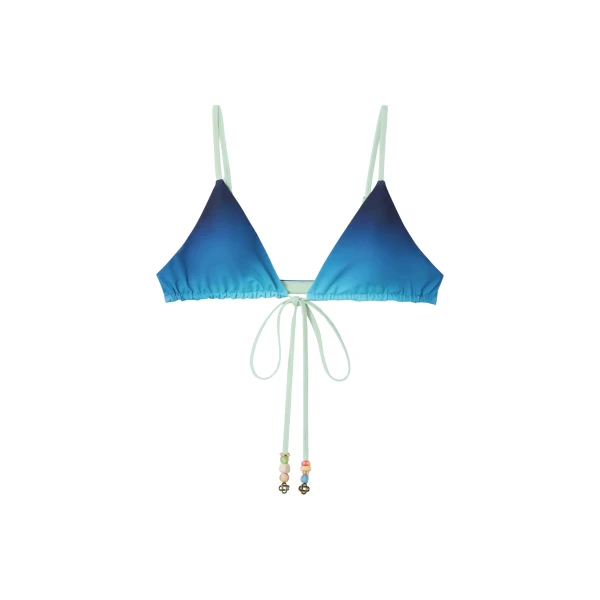 Blue & Green Gradient String Beaded Bikini Top
