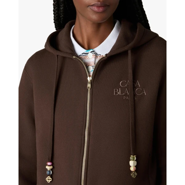 Casablanca cropped zip-up hooded sweatshirt