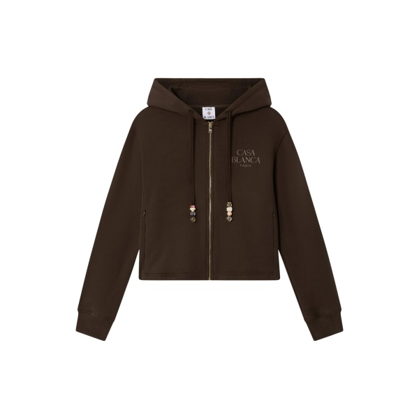 Casablanca cropped zip-up hooded sweatshirt