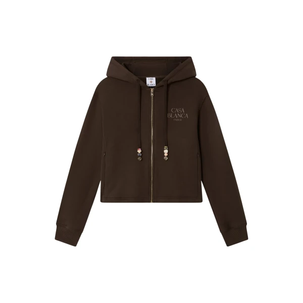 Casablanca cropped zip-up hooded sweatshirt