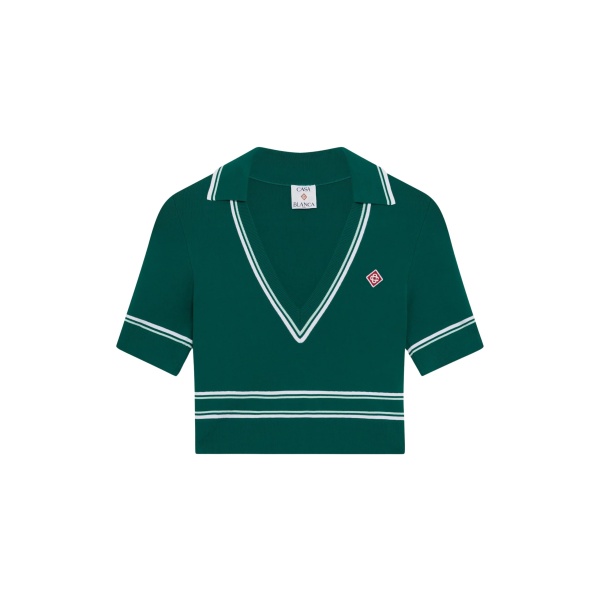 Casablanca cropped knit polo shirt