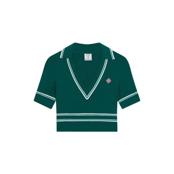 Casablanca cropped knit polo shirt