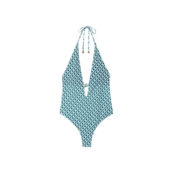 Casablanca cubist cc monogram plunge swimsuit