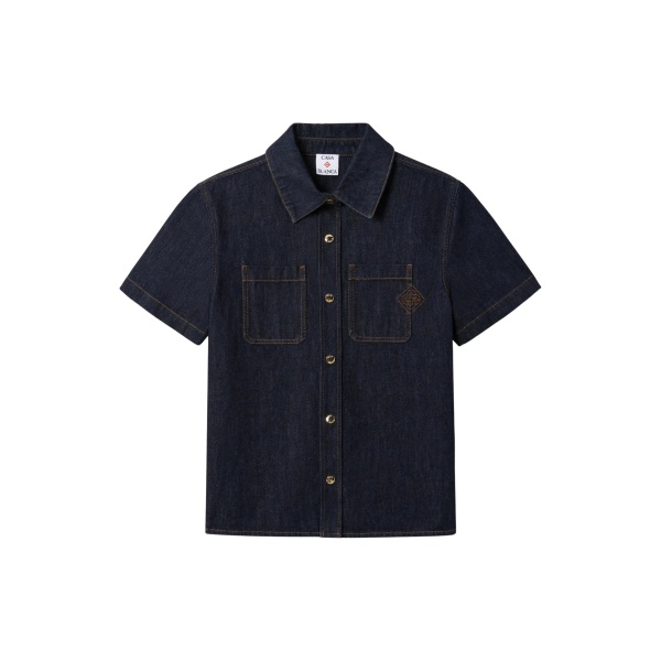 Casablanca raw denim short sleeve shirt