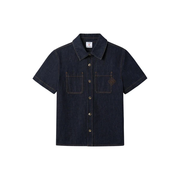 Casablanca raw denim short sleeve shirt