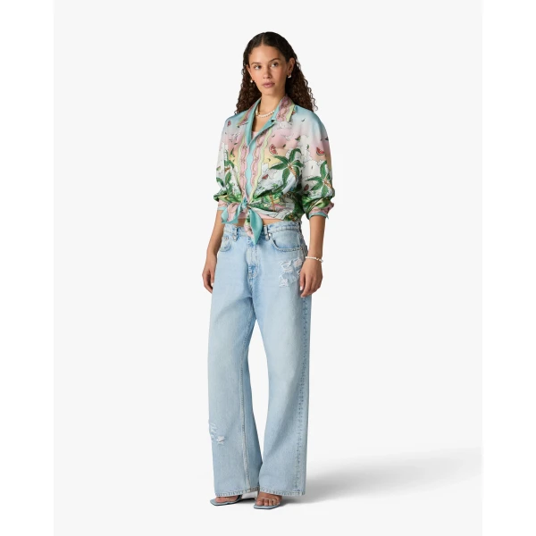 Casablanca ladurée x casablanca long sleeve silk shirt