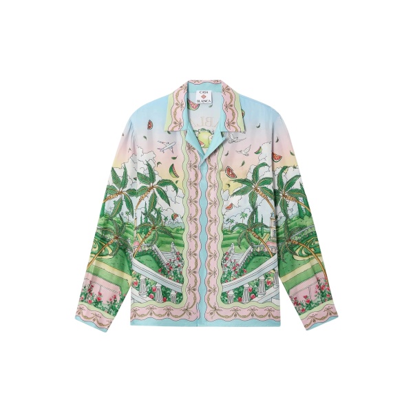 Casablanca ladurée x casablanca long sleeve silk shirt