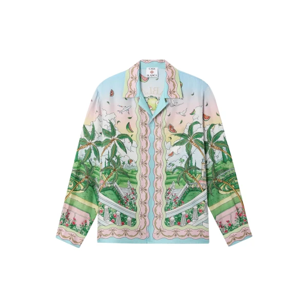 Casablanca ladurée x casablanca long sleeve silk shirt