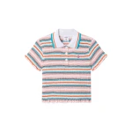 Casablanca striped shirred short sleeve polo shirt