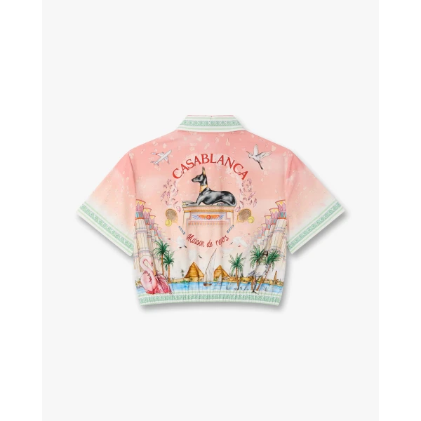 Casablanca ethereal cotton cropped short sleeve shirt