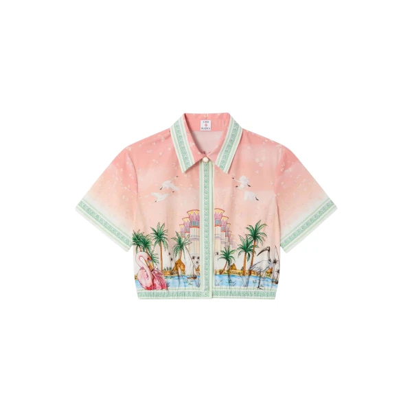 Casablanca ethereal cotton cropped short sleeve shirt