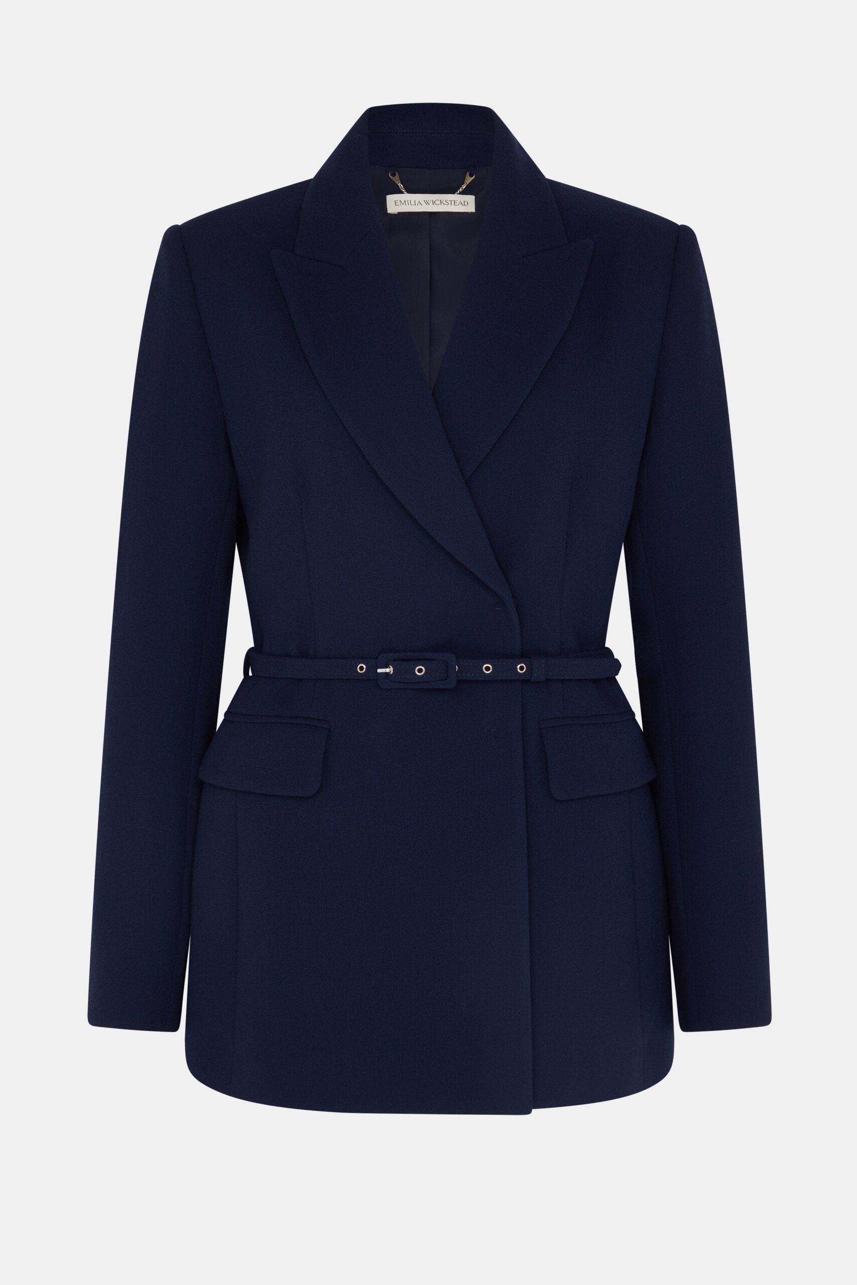 Emilia Wickstead Danya Jacket in Navy Single Wool Crepe