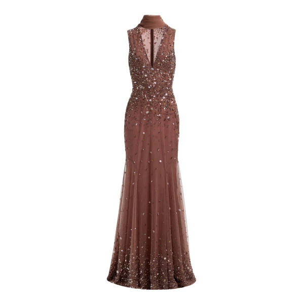 Elie Saab Bead Embroidered Long Dress