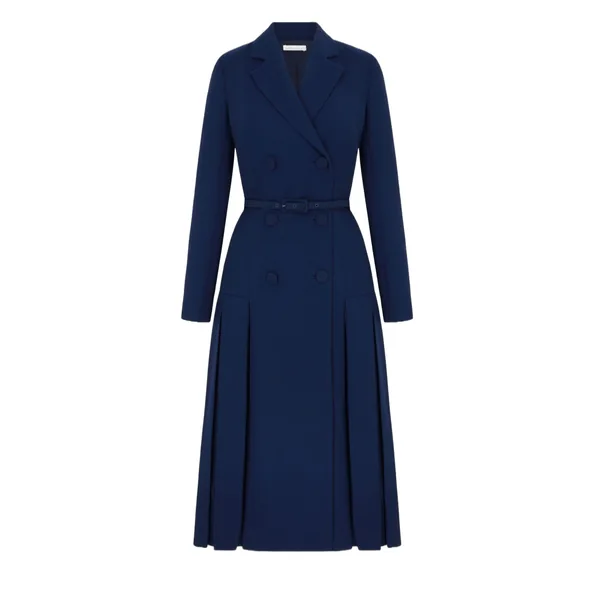 Chaney Dress in Navy Single Wool Crepe