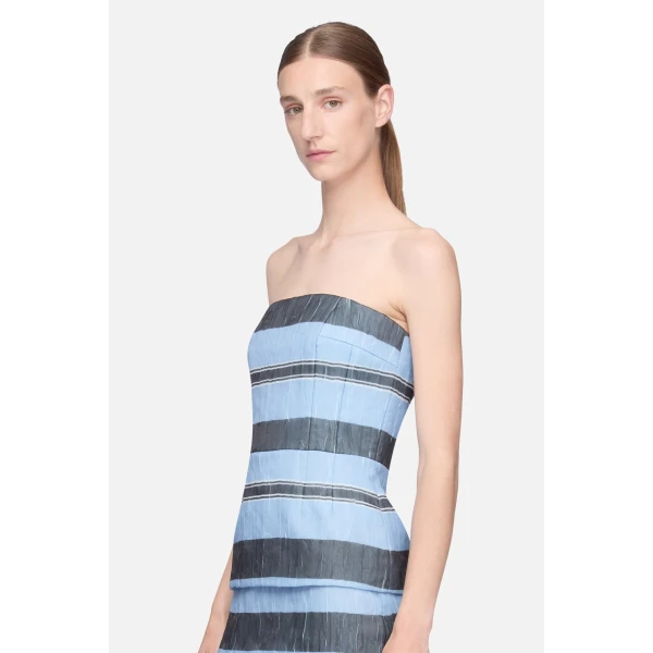 Emilia Wickstead blue and black striped textured top