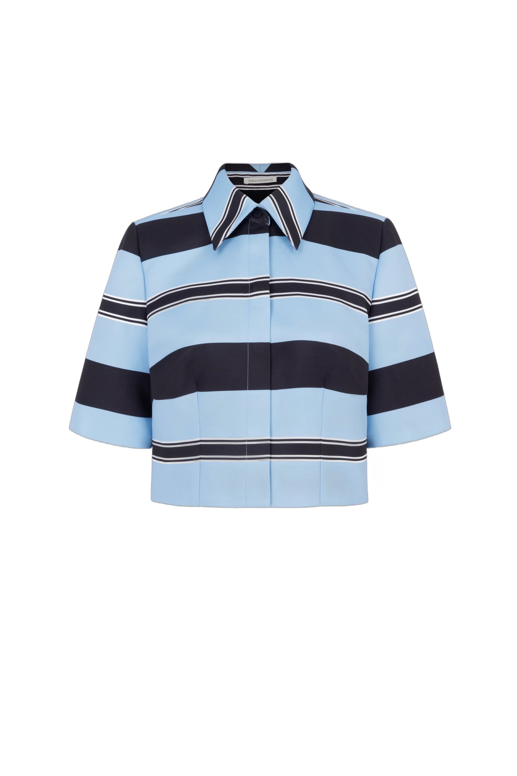 Emilia Wickstead Natalie Top in Blue & Black Striped Taffeta Faille Emilia Wickstead top