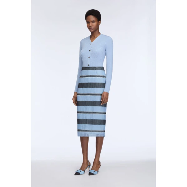 Emilia Wickstead blue and black textured skirt