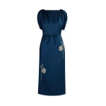 Erdem Embroidered Satin Short Sleeve Midi Dress - Dresses - British Romantic Luxury at Coveti