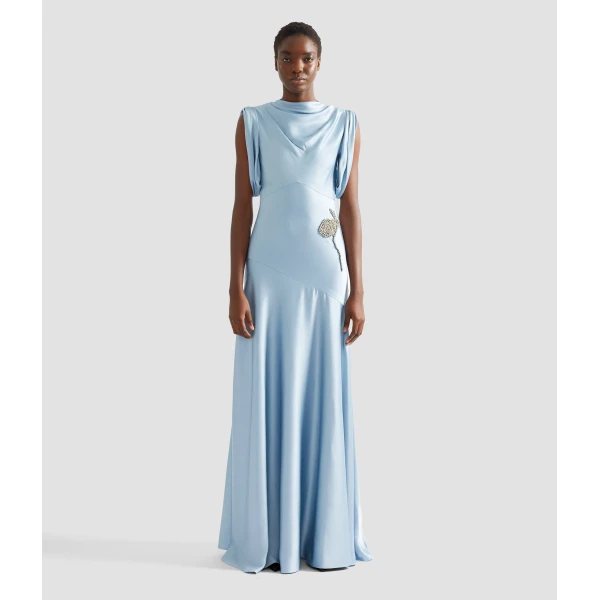 Erdem Embroidered Satin Sleeveless Gown - Dresses - British Romantic Luxury at Coveti