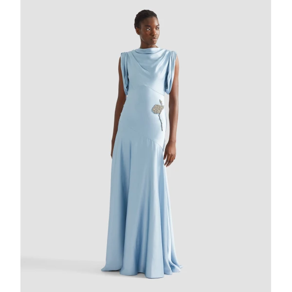 Erdem Embroidered Satin Sleeveless Gown - Dresses - British Romantic Luxury at Coveti