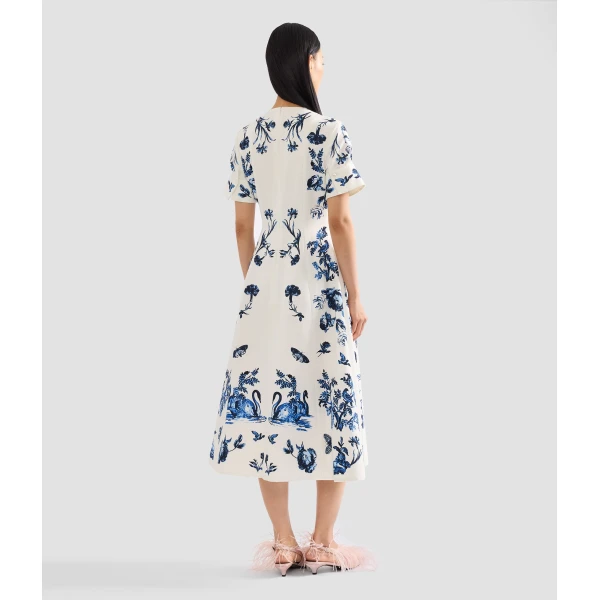 Erdem Floral Cotton Faille Short Sleeve Midi Dress - Dresses - British Romantic Luxury at Coveti
