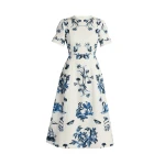 Erdem Floral Cotton Faille Short Sleeve Midi Dress - Dresses - British Romantic Luxury at Coveti