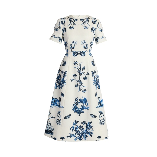 Erdem Floral Cotton Faille Short Sleeve Midi Dress - Dresses - British Romantic Luxury at Coveti