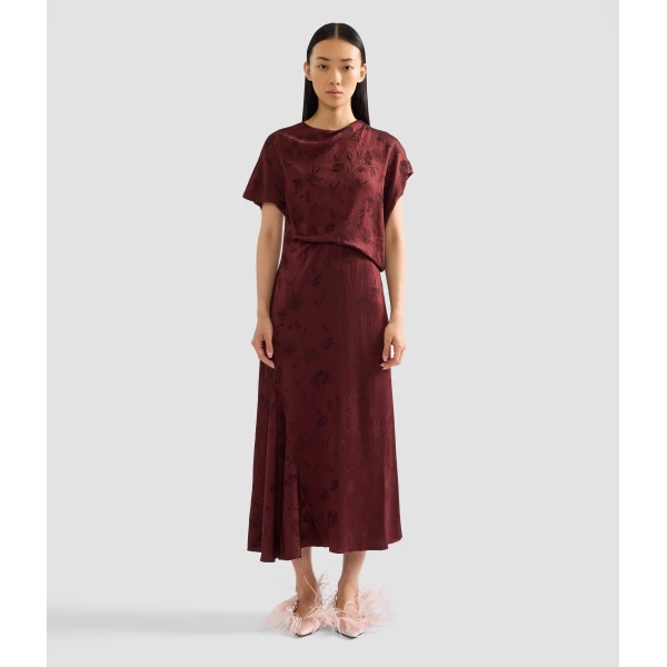Erdem Floral Creponne Jacquard Short Sleeve Midi Dress - Dresses - British Romantic Luxury at Coveti