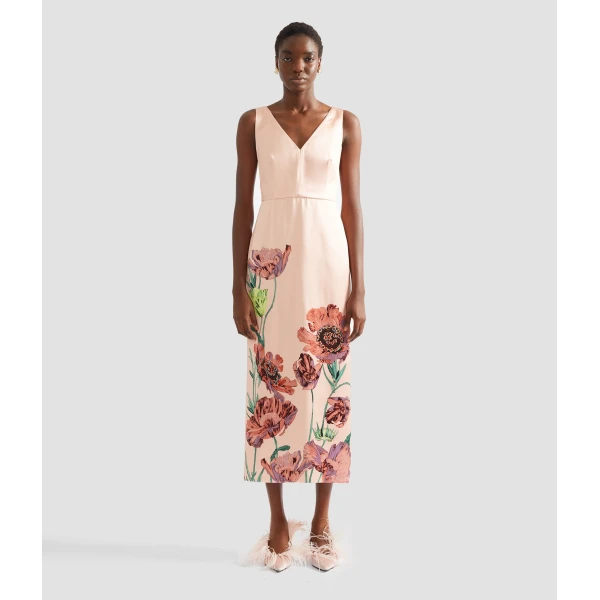 Erdem Floral Duchess Midi Pencil Dress - Dresses - British Romantic Luxury at Coveti