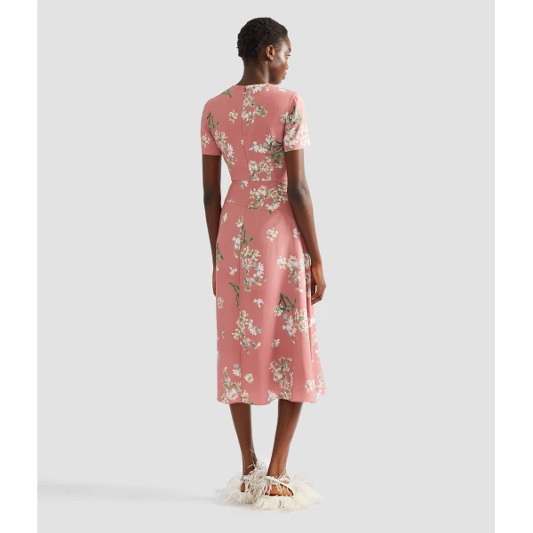 Erdem Floral Stretch Cady Draped Midi Dress - Dresses - British Romantic Luxury at Coveti