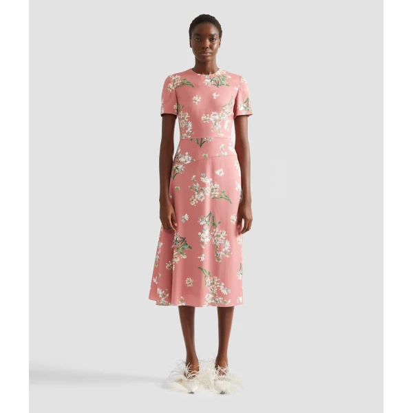Erdem Floral Stretch Cady Draped Midi Dress - Dresses - British Romantic Luxury at Coveti