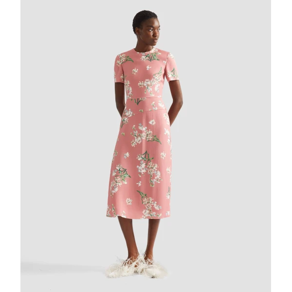 Erdem Floral Stretch Cady Draped Midi Dress - Dresses - British Romantic Luxury at Coveti