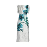 Erdem Floral Textured Satin Short Sleeve Midi Dress - Dresses - British Romantic Luxury at Coveti