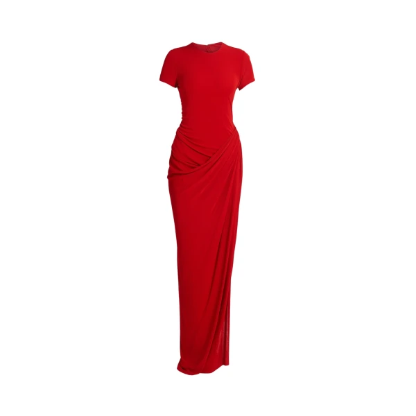 Fluid Crepe Jersey Short Sleeve Midi Dress