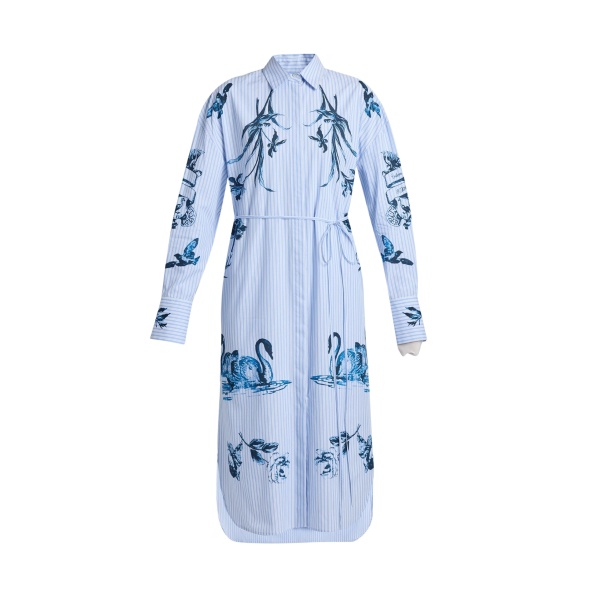 Erdem Stripe Poplin Long Sleeve Midi Shirt Dress - Dresses - British Romantic Luxury at Coveti